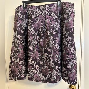 Lane Bryant A-Line Skirt Floral Purple Black Brocade Flower Pleated Plus Size